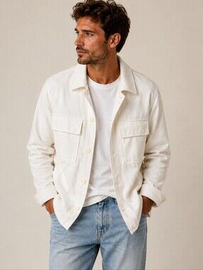 Zara | Men's Cream Utility Jacket, Size S